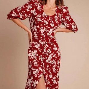 Rouje Elona Dress in Burgundy Floral Size 4